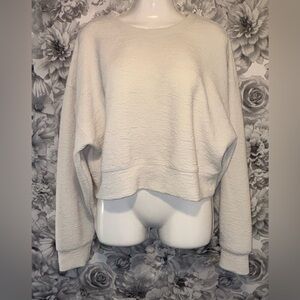AS Revival Women’s Ivory Cropped Sweatshirt Dolman Sleeves Size L